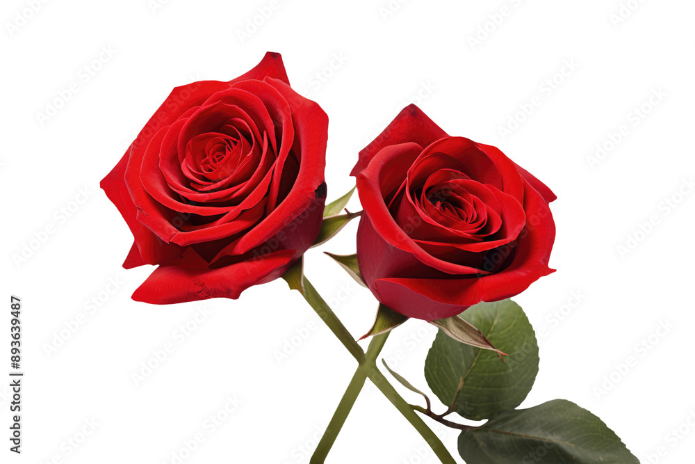 Captivating Image of Beautiful Red Flowers of Two Roses Kept on Transparent Background. Generative AI. Captivating Image of Beautiful Red Flowers of Two Roses Kept on Transparent Background. Generative AI.