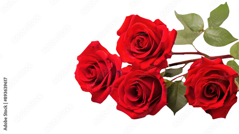 Realistic Beautiful Red Flowers of Roses Kept on Transparent Background. Generative AI. Realistic Beautiful Red Flowers of Roses Kept on Transparent Background. Generative AI.
