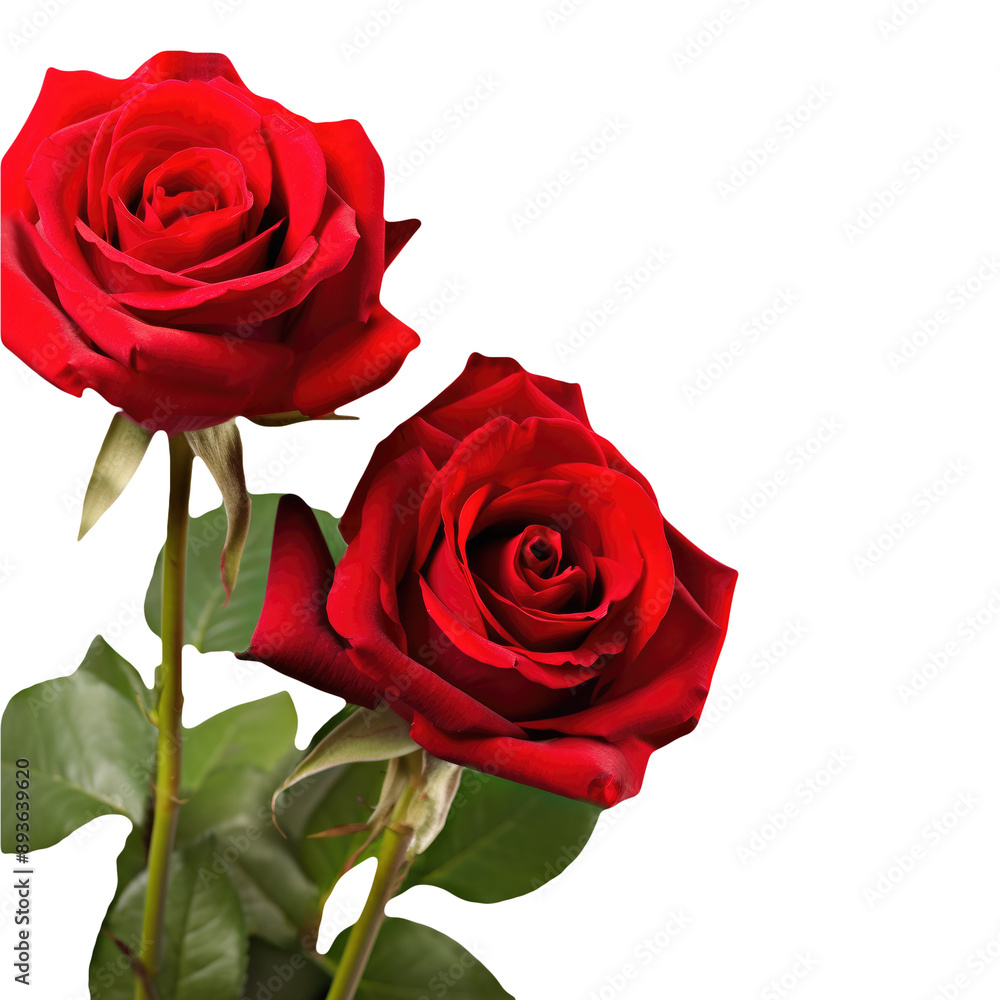 Realistic Beautiful Red Flowers of Roses Kept on Transparent Background. Generative AI. Realistic Beautiful Red Flowers of Roses Kept on Transparent Background. Generative AI.