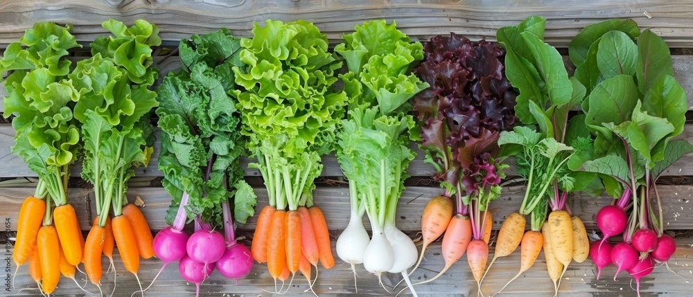 Fresh Vegetables on Display | Carrots, Lettuce, Radishes Fresh Vegetables on Display | Carrots, Lettuce, Radishes