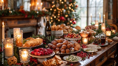 Festive Christmas Dinner Table Spread © Fuji
