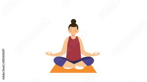 Wallpaper Mural Woman Practicing Yoga Meditation On Orange Mat Torontodigital.ca