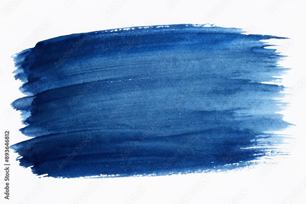 Fototapeta premium Dark blue watercolor brush stroke with soft, blended edges and subtle texture, isolated on a transparent or white background, perfect for design elements.