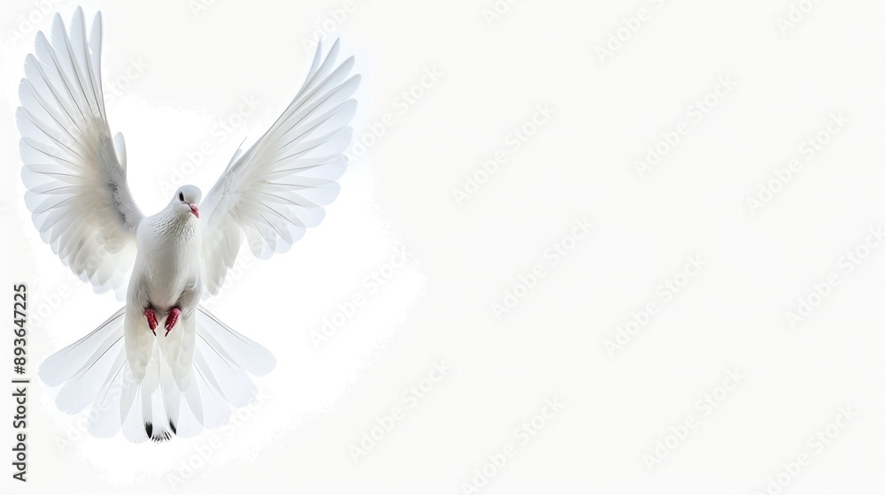 dove bird in flight on white background dove bird in flight on white background