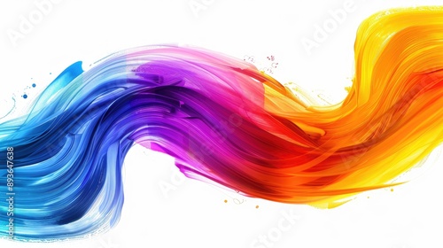 Wallpaper Mural Dynamic swirl of brush paint ribbons in rainbow hues, creating an abstract wave on a white background. Torontodigital.ca