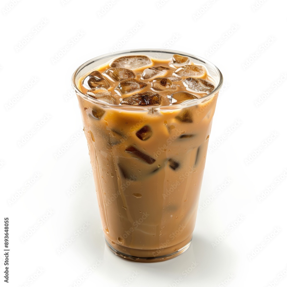 Iced coffee with ice cubes in a clear glass Iced coffee with ice cubes in a clear glass