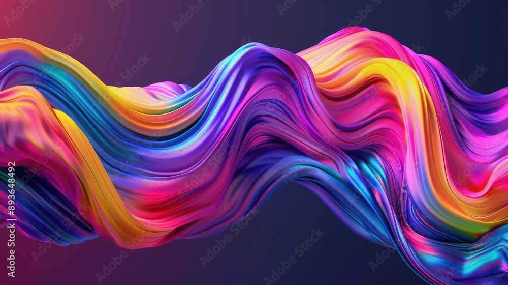 Ribbon strokes in rainbow hues forming a fluid wave, creating an abstract and dynamic design. Ribbon strokes in rainbow hues forming a fluid wave, creating an abstract and dynamic design.