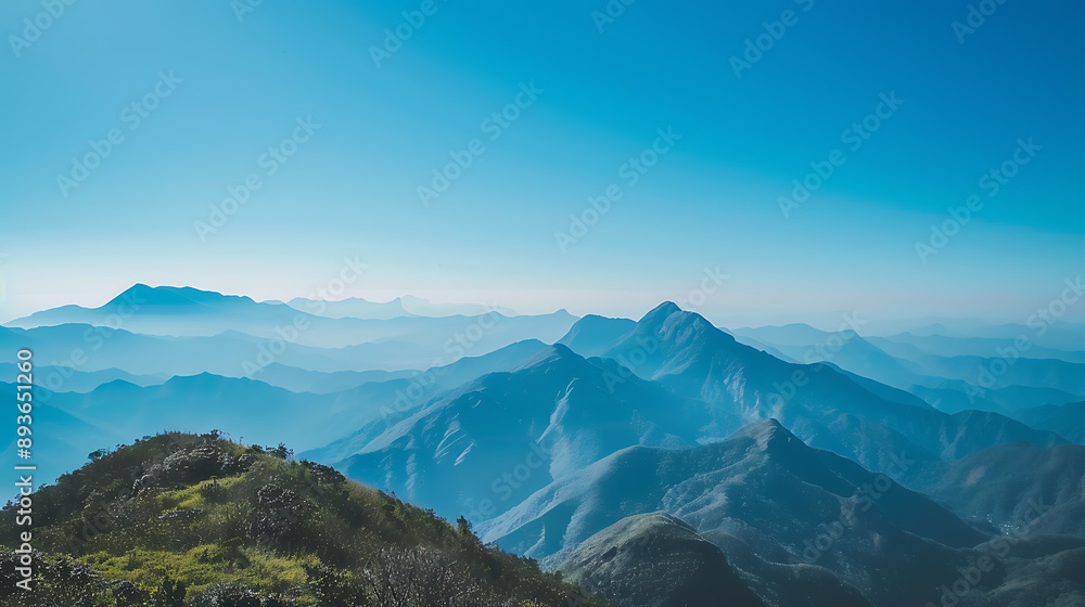 Majestic Mountain Range Under Clear Blue Sky Majestic Mountain Range Under Clear Blue Sky