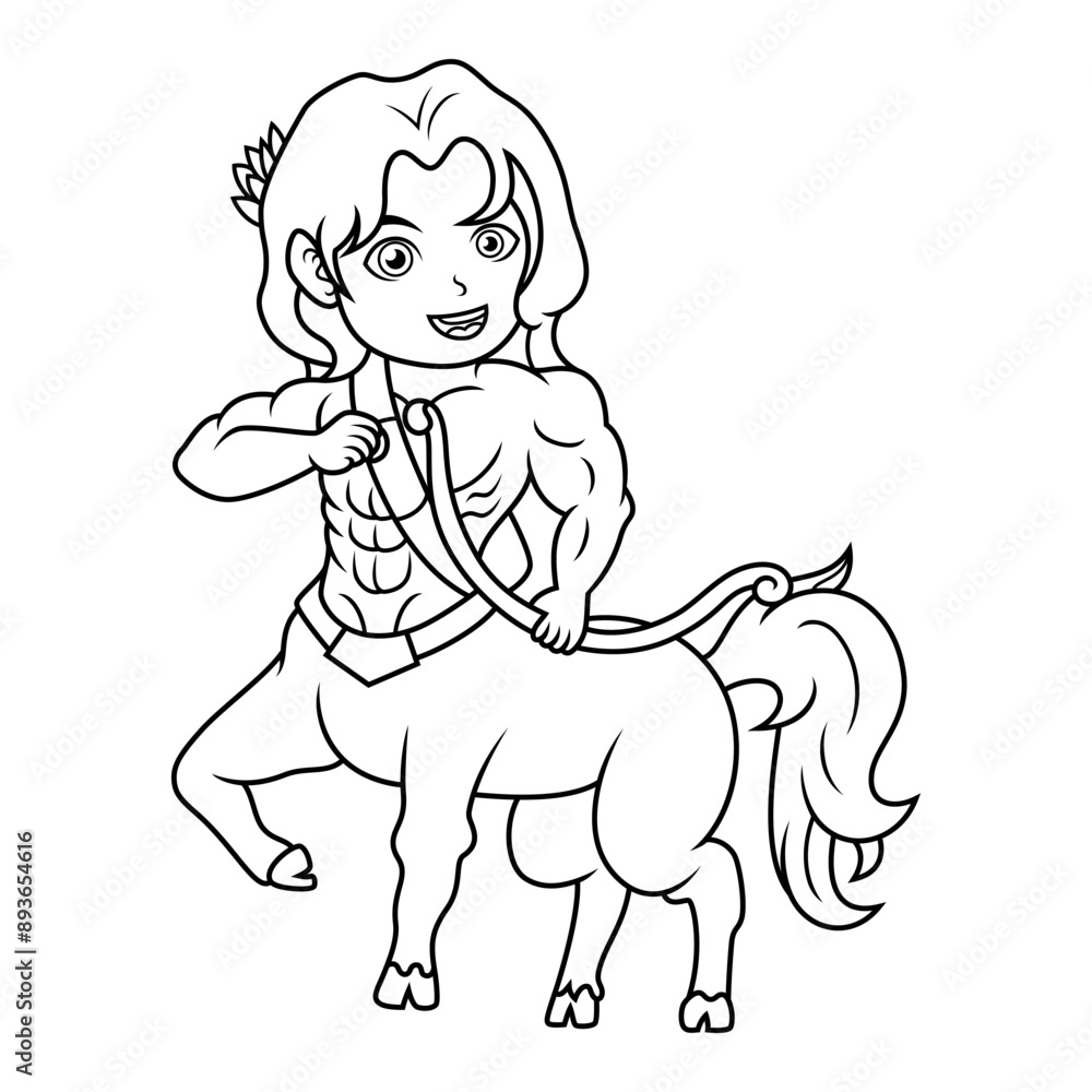 Fototapeta premium Cartoon Chibi Centaur line art