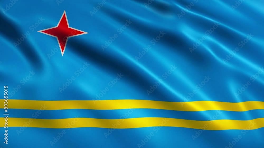 3d Render Aruba Flag Animation (close-up)
