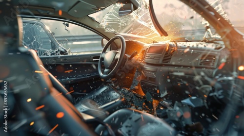 interior inside the car after an accident