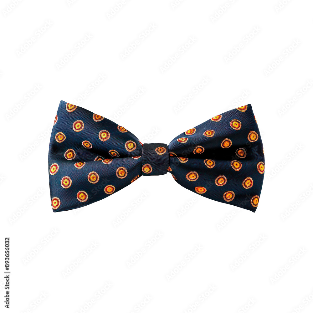 Black bow tie with orange polka dots. Isolated on transparent background. Black bow tie with orange polka dots. Isolated on transparent background.