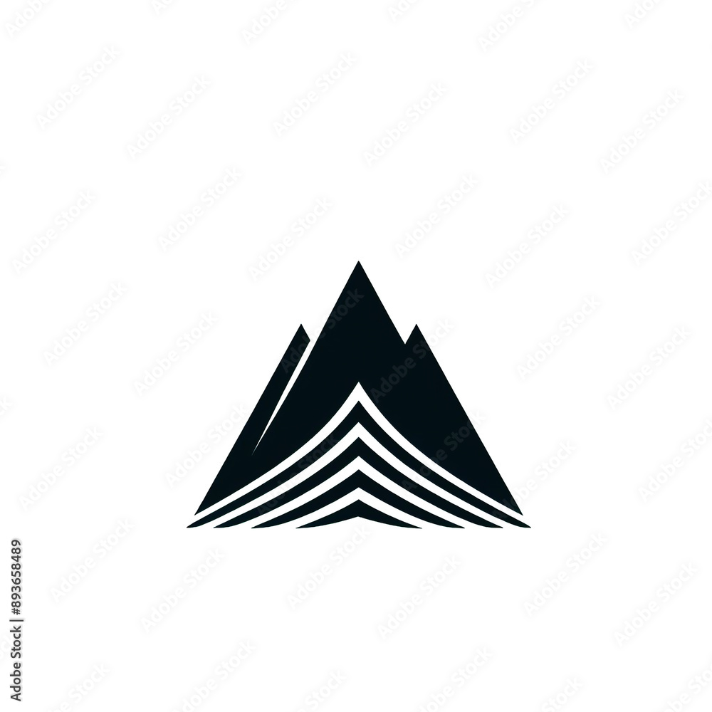 Minimalist mountain peak silhouette logo on white background Minimalist mountain peak silhouette logo on white background