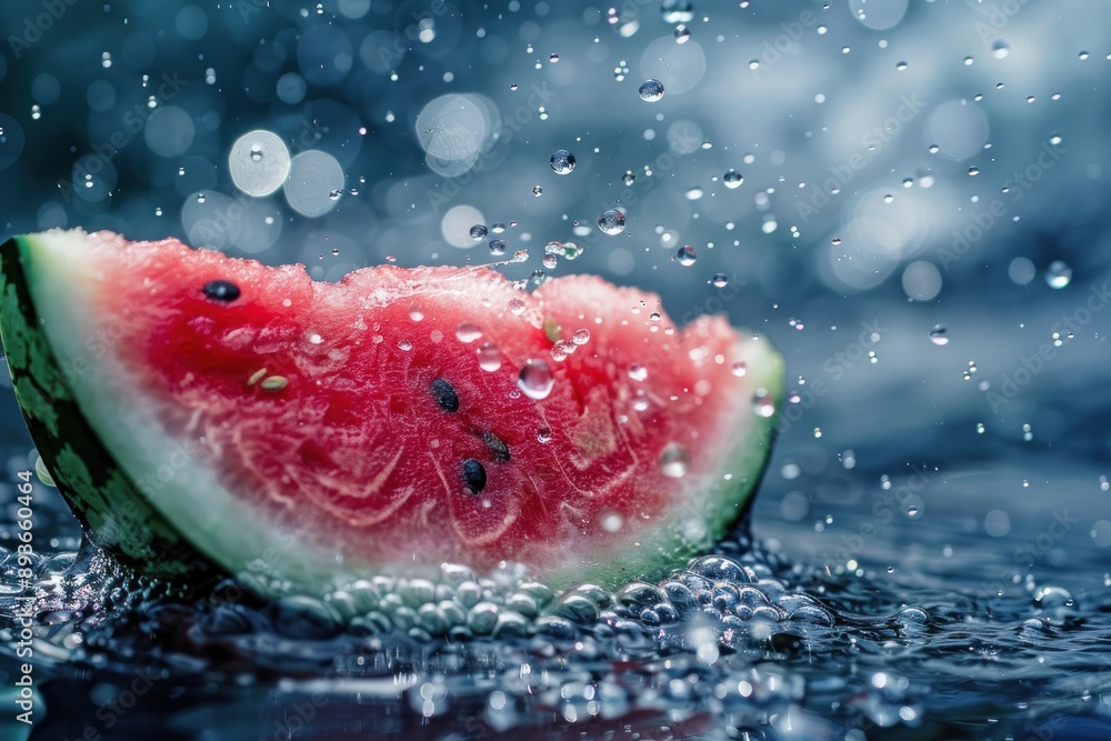 watermelon slice in water bubbles watermelon slice in water bubbles