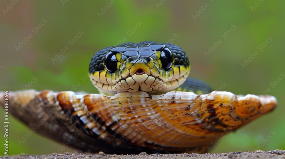 Majestic King Cobra Coiled and Ready in Natural Habitat Majestic King Cobra Coiled and Ready in Natural Habitat