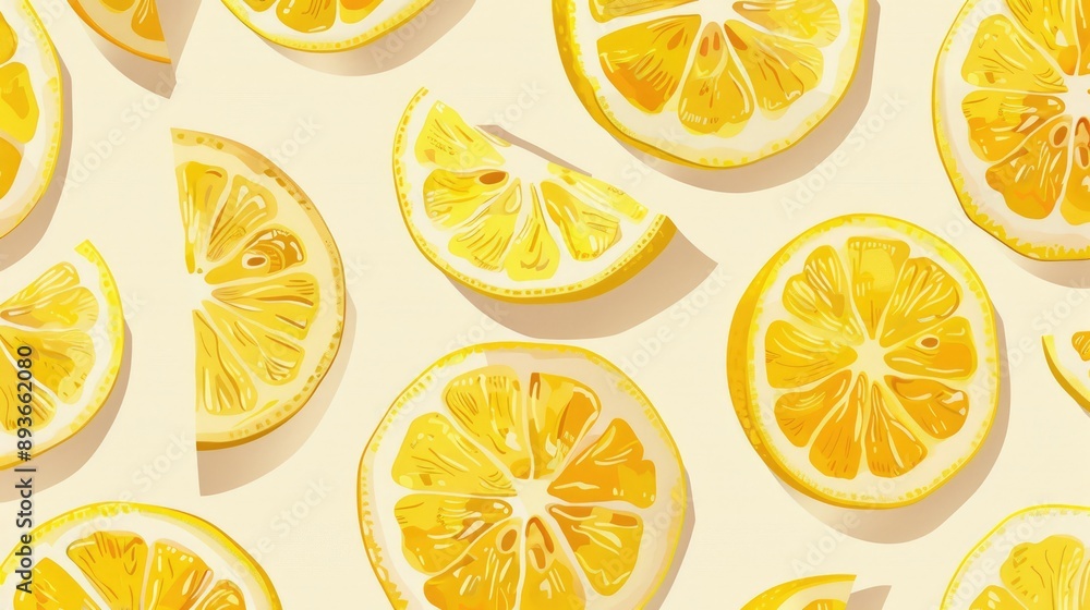 Seamless lemon slice pattern, flat lay Seamless lemon slice pattern, flat lay
