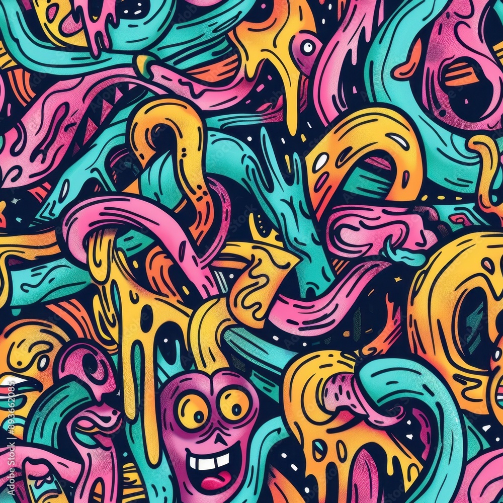 Vibrant Surreal Doodles Packed with Colorful Abstract Characters Vibrant Surreal Doodles Packed with Colorful Abstract Characters