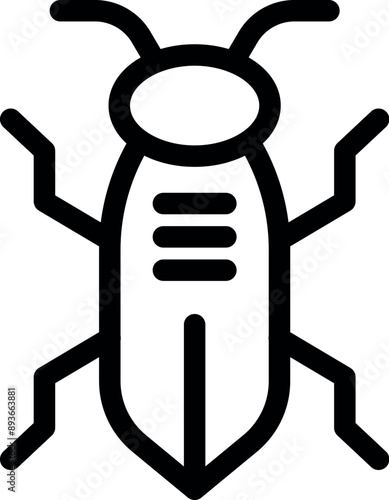 Simple line icon of a beetle crawling, isolated on a white background