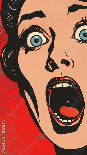 retro shocked woman pop art illustration