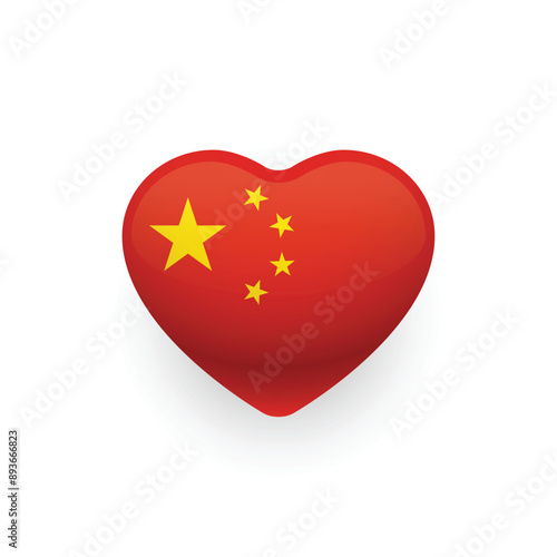 Free Download Chinese national pride. Chinese flag shaped as heart icon design. Vector illustration.  - GFXLoad