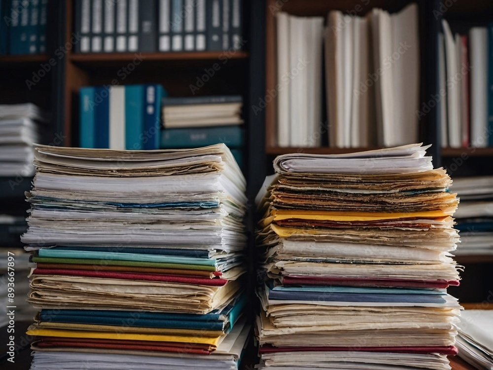 Stacks of diverse business documents Stacks of diverse business documents