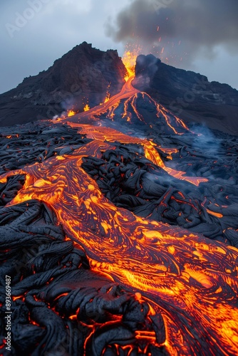 view of a volcanic eruption
