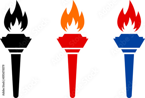 Olympic torch, olympic flame icon vector illustration. Olympic games symbol
