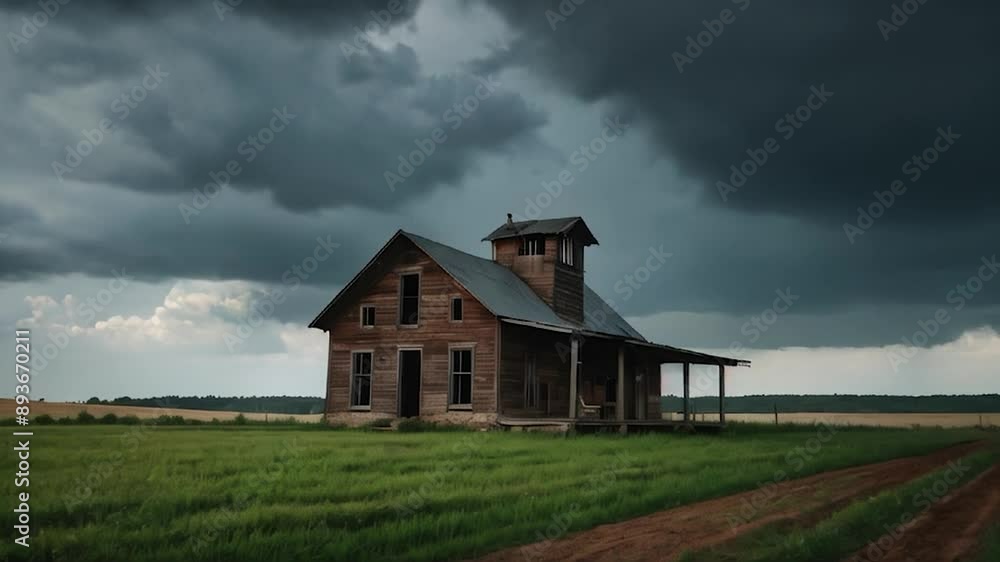 Abandoned Farmhouse Under a Dramatic Stormy Sky Abandoned Farmhouse Under a Dramatic Stormy Sky