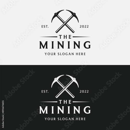 Hipster.logo mining tools logo template design for , company and mine symbol.