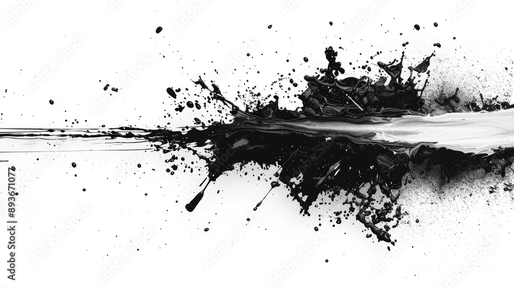 black ink scattered on white background black ink scattered on white background
