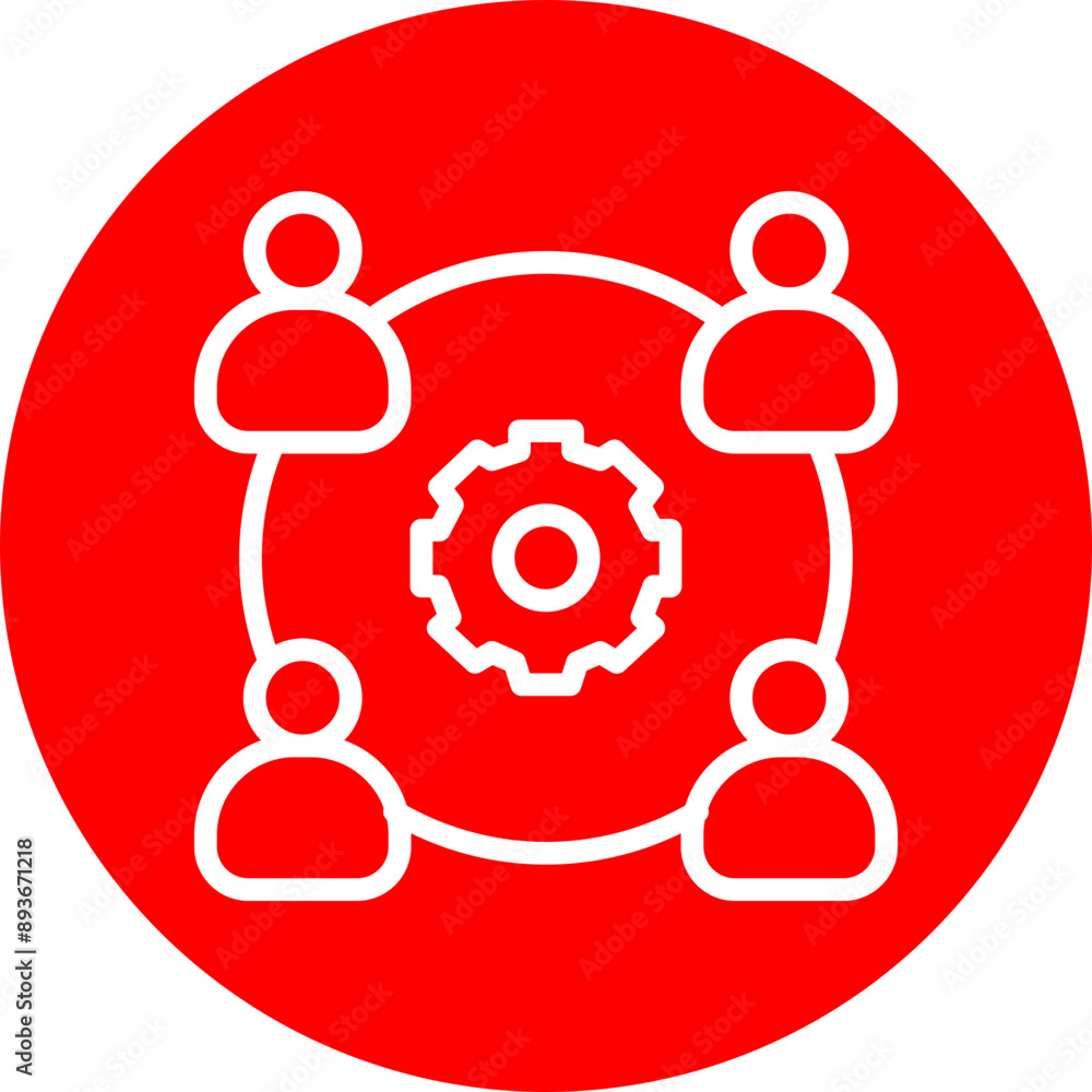 Teamwork Vector Line White Circle Red Teamwork Vector Line White Circle Red