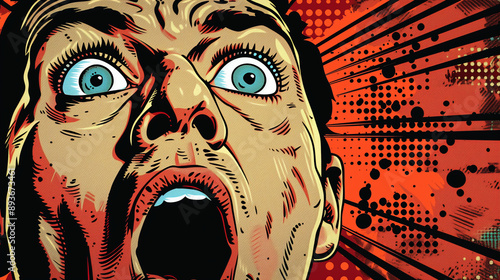 comic book style of man shouting in shock