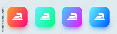 Iron clothes solid icon in square gradient colors. Laundry signs vector illustration.