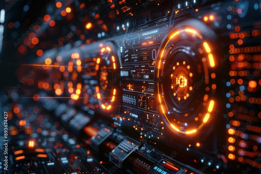 A close-up view of a futuristic technology console featuring glowing lights and intricate digital displays, showcasing advanced and cutting-edge technological design. A close-up view of a futuristic technology console featuring glowing lights and intricate digital displays, showcasing advanced and cutting-edge technological design.
