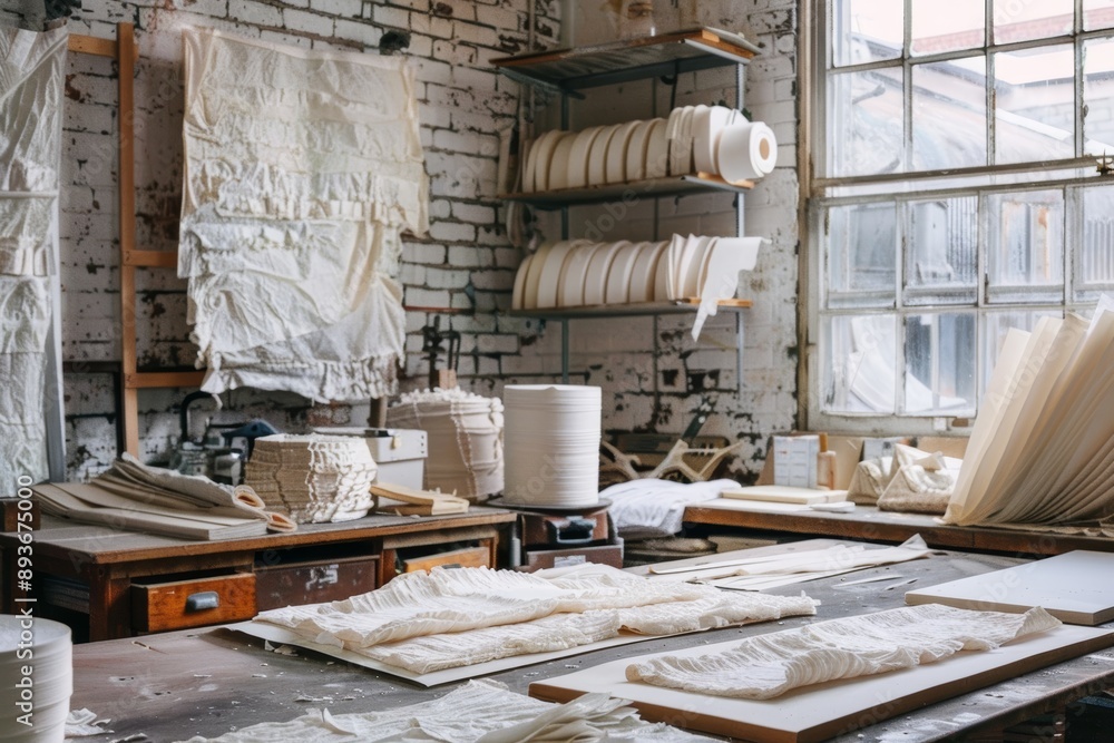 Handmade Paper Crafting Studio Creative Workspace with Artistic Paper Projects and Supplies Handmade Paper Crafting Studio Creative Workspace with Artistic Paper Projects and Supplies