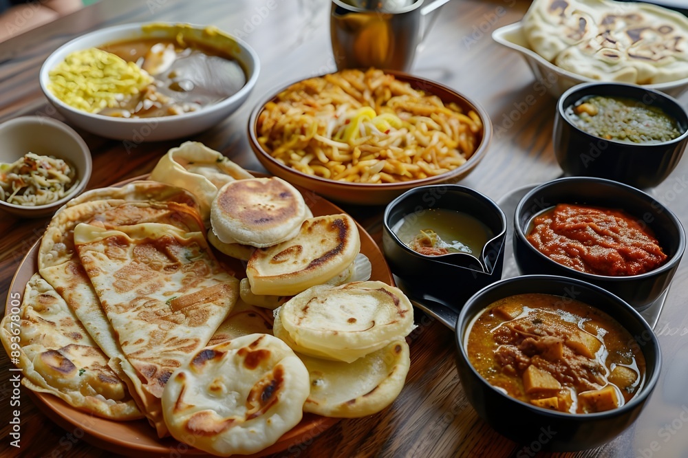 Malaysia food, roti canai,. nasi briani and kuah dal Malaysia food, roti canai,. nasi briani and kuah dal