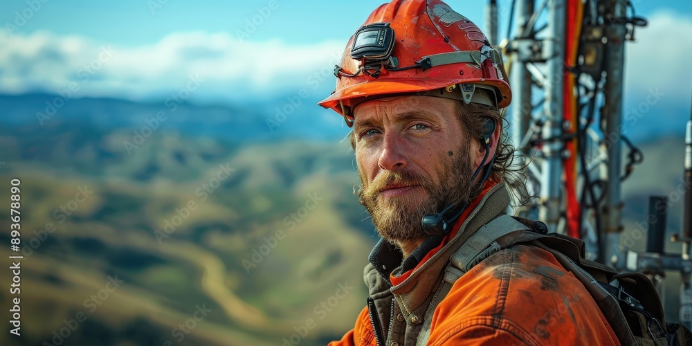 A smiling technician working on a communication tower at sunset, showcasing dedication and technology. A smiling technician working on a communication tower at sunset, showcasing dedication and technology.