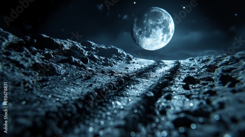 Image of the moon surrounded by clouds, Ai generate