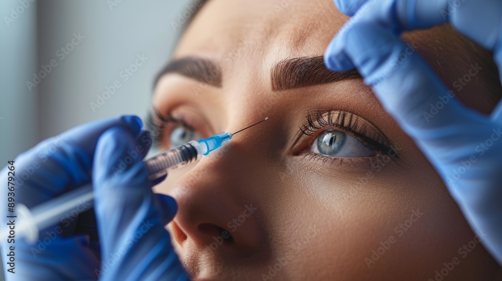 Professional Botox Injection Procedure - Close-Up with Attention to Hygiene in a Clean Medical Setting Professional Botox Injection Procedure - Close-Up with Attention to Hygiene in a Clean Medical Setting