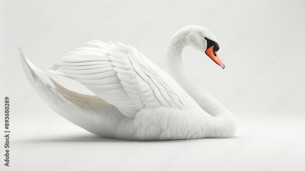 Obraz premium white swan on white background
