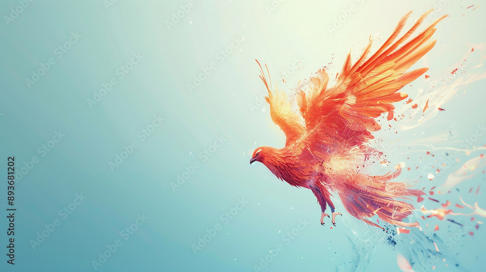 A phoenix in mid-flight with vibrant feathers and an ethereal background, representing freedom and transformation, suitable for motivational and fantasy concepts. A phoenix in mid-flight with vibrant feathers and an ethereal background, representing freedom and transformation, suitable for motivational and fantasy concepts.