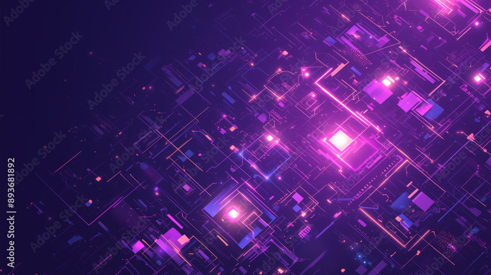 Abstract futuristic background in dark colors. Purple abstract microcircuits and processors. AI generative Abstract futuristic background in dark colors. Purple abstract microcircuits and processors. AI generative