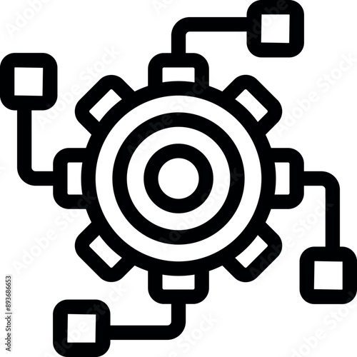 Gear connecting to data points representing seamless workflow and efficient data integration