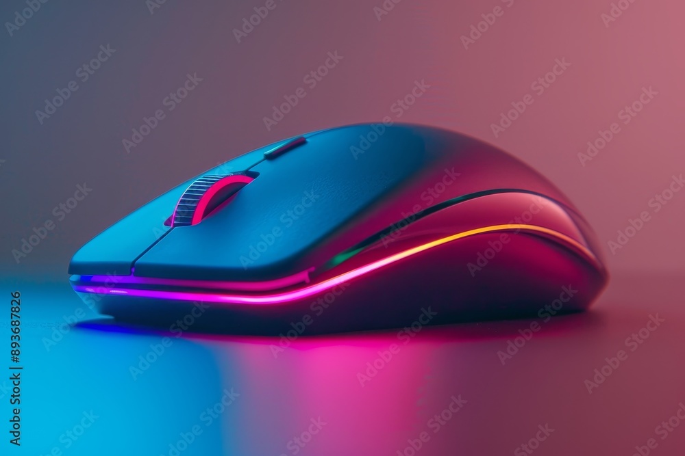 Black wireless mouse in neon gradient Black wireless mouse in neon gradient