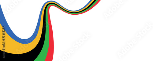 Colorful Olympic rainbow wavy line flag symbol isolated on white background