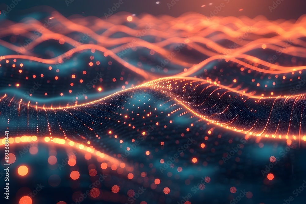 Glowing Digital Landscape with Nodes and Vibrant Cyber Connections Glowing Digital Landscape with Nodes and Vibrant Cyber Connections