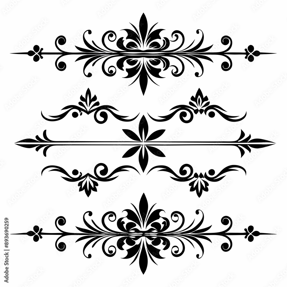 graphic with a black elegant plant ornament on an isolated background graphic with a black elegant plant ornament on an isolated background