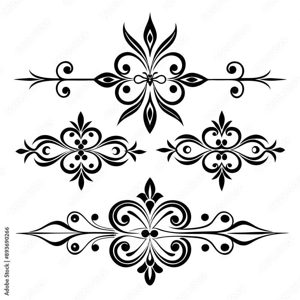 graphic with a black elegant plant ornament on an isolated background graphic with a black elegant plant ornament on an isolated background