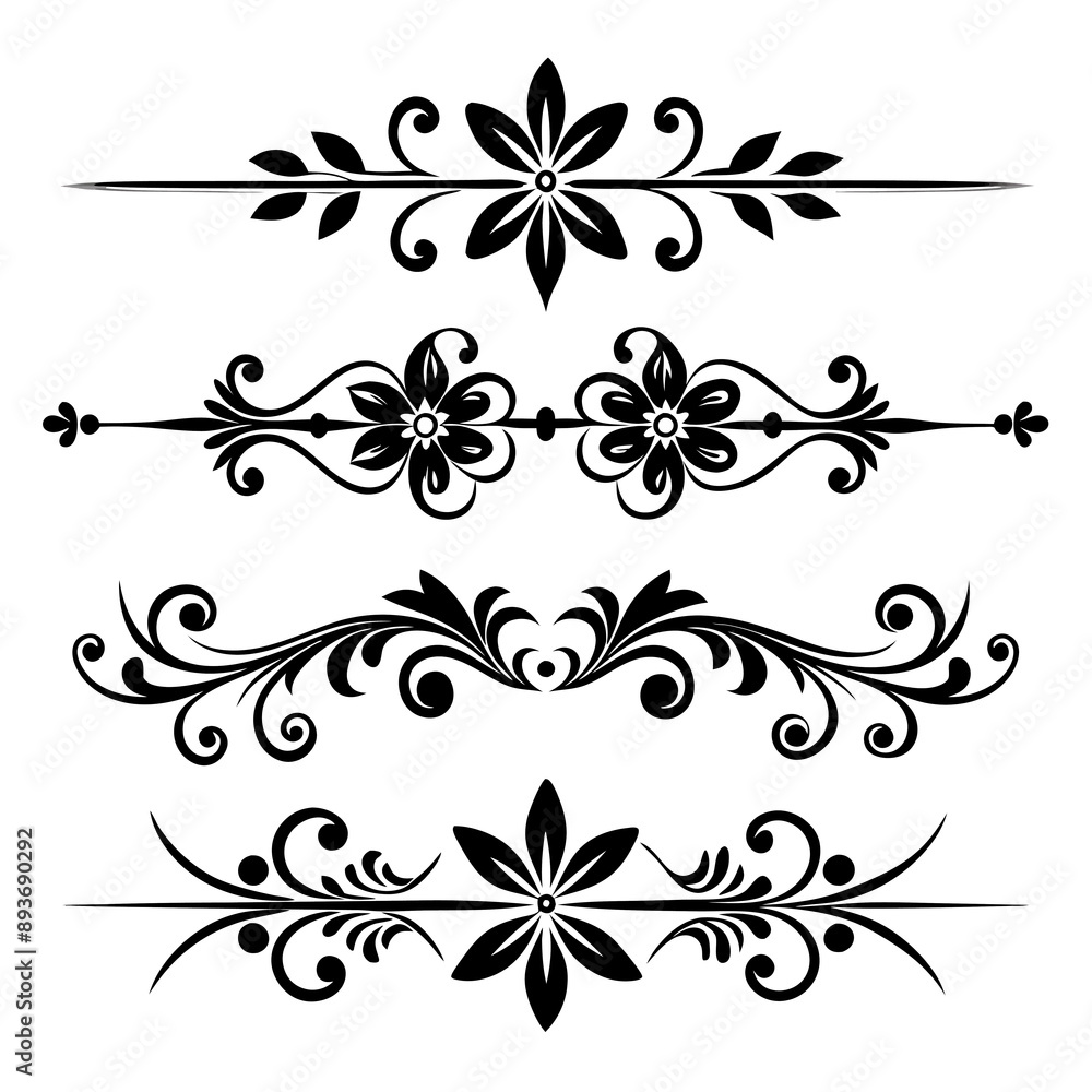 graphic with a black elegant plant ornament on an isolated background graphic with a black elegant plant ornament on an isolated background
