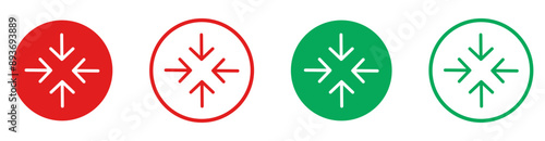 Minimize compact size rally icon small scale arrow icon. down size icon in arrow,